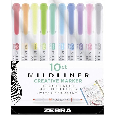 ZEBRA PEN Marker, Double-Ended, Water-Resistant, 10/PK, Assorted PK ZEB78101